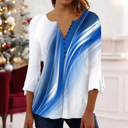 🎁 Tricou la modă pentru femei cu imprimeu și decolteu în V