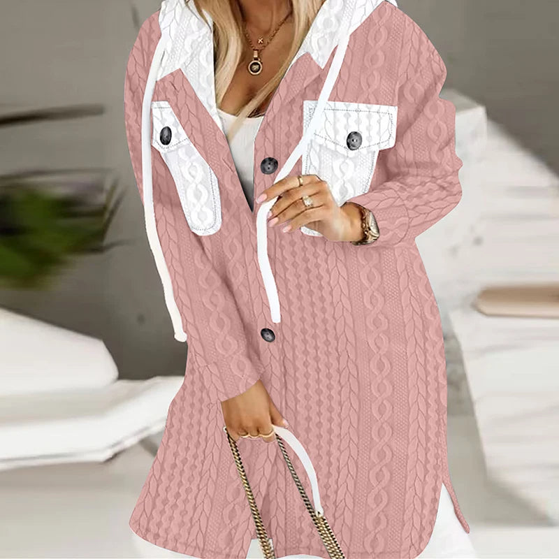 🐏【Połowa ceny na koniec miesiąca】Damska kurtka z kapturem, z polarisem, w większych rozmiarach dostępna