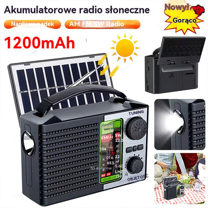 💥🏕️【Nowość】Wielofunkcyjne przenośne radio, radio AM, Bluetooth z kartą TF, dźwięk wielostrefowy