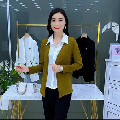 【Jesień/Zima 50% OFF】【L-5XL】2025 Nowa jesienna fałszywa koszula dwuczęściowa, elegancki styl