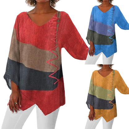 🔥Ofertă limitată în timp🔥【40-130 kg】Tricou casual cu imprimeu, decolteu în V, pentru femei ✅️Ramburs la livrare