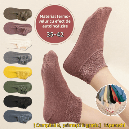 🧦🔥【1 set de 8 perechi】🌸🌸(35-42) Șosete femei din țesătură  cu autoîncălzire – protecție termică inteligentă