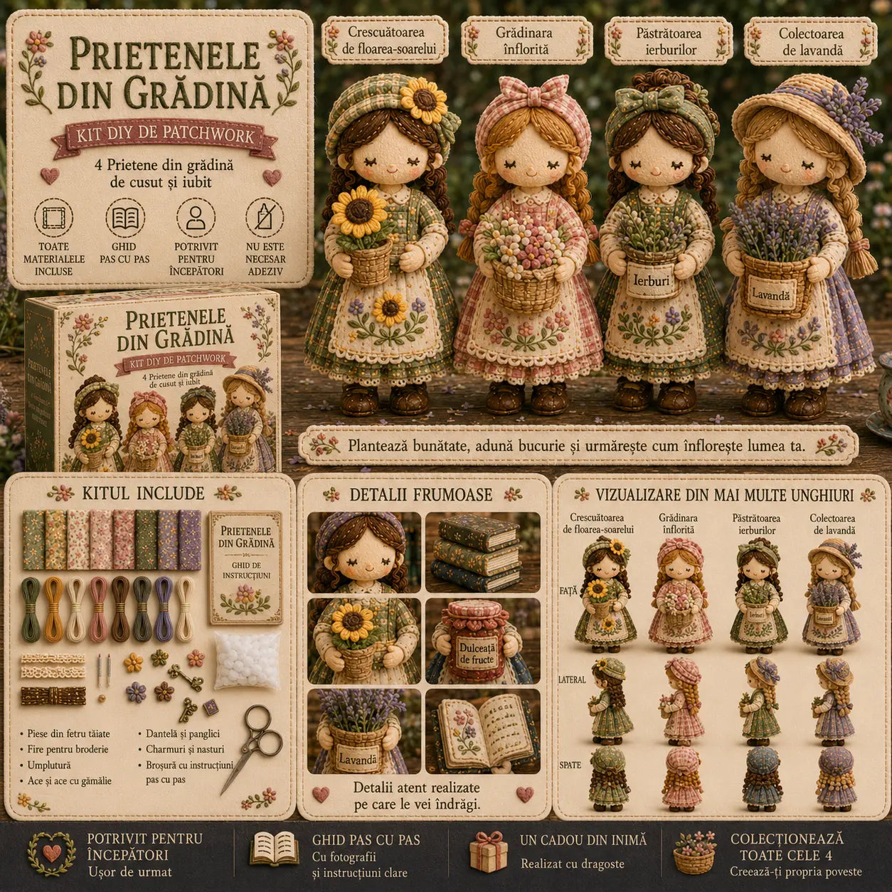 🎁Ultima zi: Profită de reducerea de 49%! 🧵 Set miniatural de patchwork din seria Miniature World