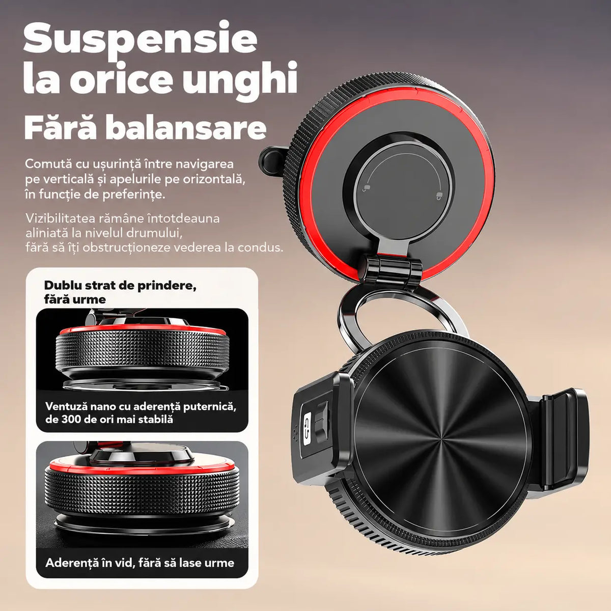 📱 Reducere de 50%! Suport auto pentru telefon cu ventuză, forță magnetică de 20 N, braț telescopic și rotație la 360°. Stabil și pliabil! ✨🚗