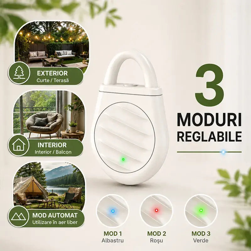 🕊️ Scapă definitiv de porumbei și păsări dăunătoare! Dispozitiv portabil cu ultrasunete pentru alungat păsările și insectele (Frecvență variabilă / Reîncărcabil USB / 3 culori)! ✨