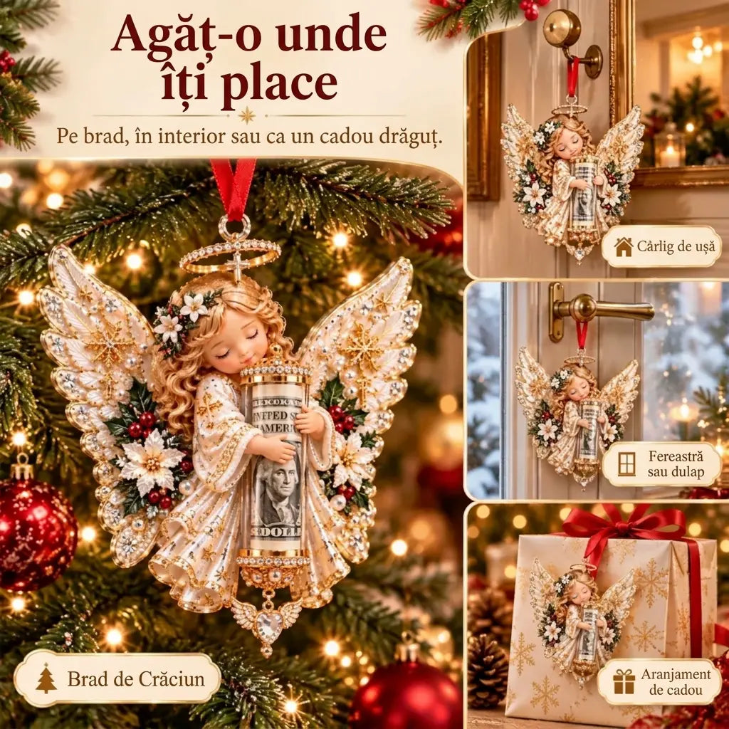 🎁 Prețul pentru setul din 5 piese este de 159 RON ✨Ornament de Crăciun cu înger, pentru bani