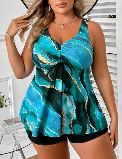 🏖️👙【Ofertă specială】🌴【S-5XL】Costum de baie elegant, mărime mare, cu imprimeu