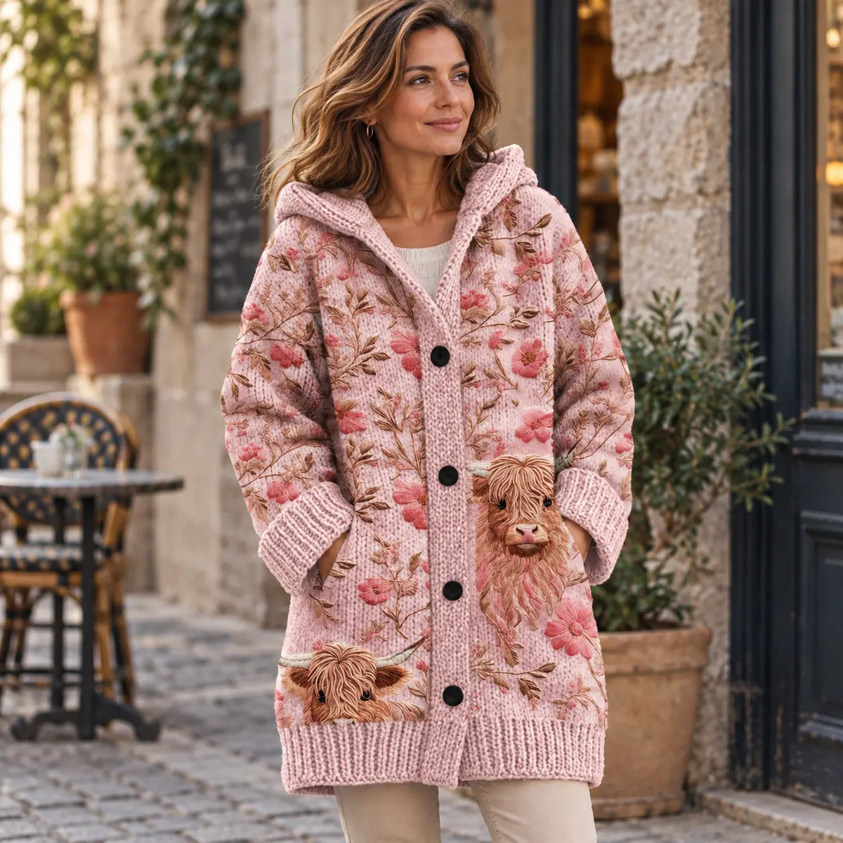 🤗✨ Ultima zi – reducere de 50%【S–7XL】✨ Geacă de iarnă elegantă pentru femei, cu vatelină, glugă și imprimeu
