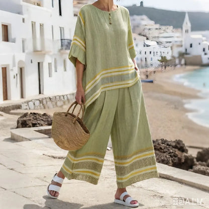 ⏳ Mărimi S-5XL! ⏰ Set lejer și confortabil pentru femei, top cu mânecă scurtă + pantaloni lungi