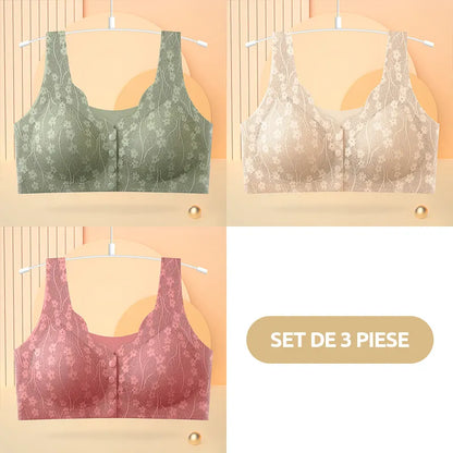 😍【Pachet de 3 bucăți】Sutien fără fir pentru femei cu nasturi în față ❤️【40-100kg】