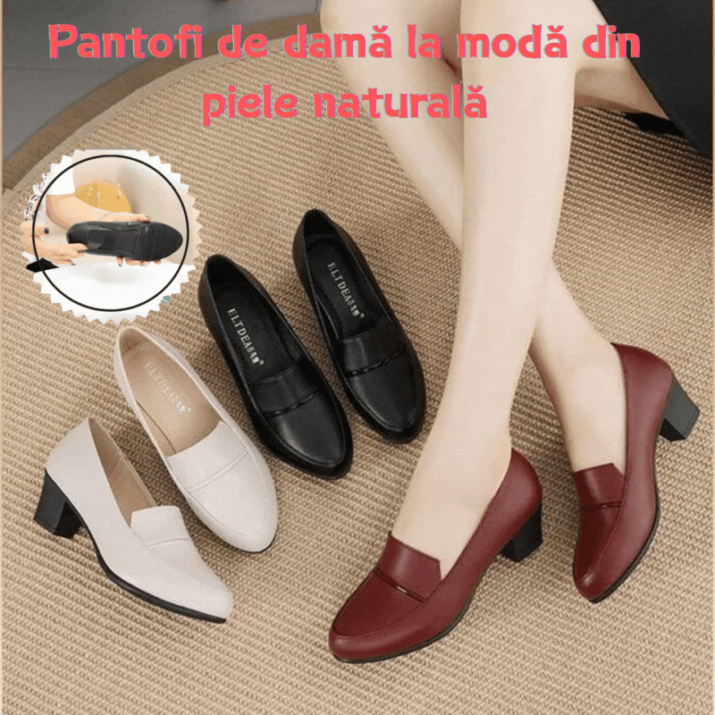 【35-40】2026 noi pantofi de piele cu toc mediu cu talpă moale confortabilă și versatilă