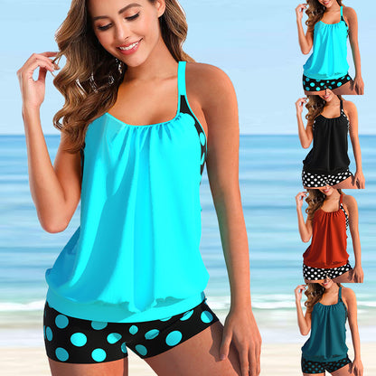 【S-5XL】Costumul de baie boxer din două piese imprimat pentru femei