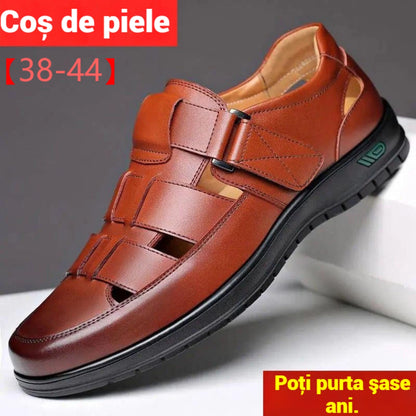 👞【38-44】2026 Vară Sandale Bărbați Piele de vacă Respirabil Hollow Anti-alunecare Casual