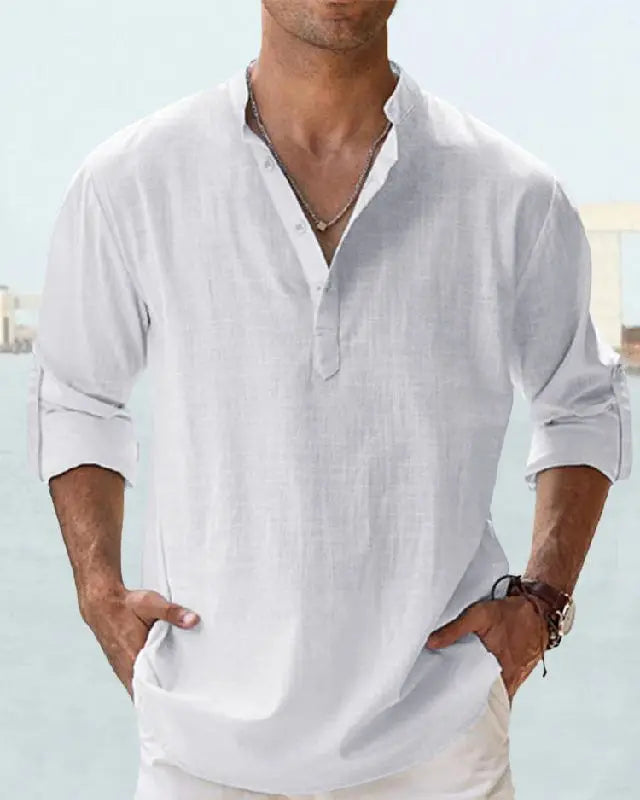 👕🤩【S-5XL】 Cămașă pentru bărbați cu mâneci lungi, material din bumbac și in.