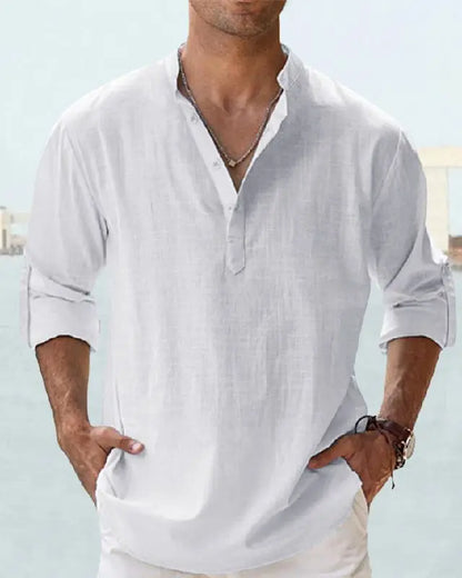 👕🤩【S-5XL】 Cămașă pentru bărbați cu mâneci lungi, material din bumbac și in.