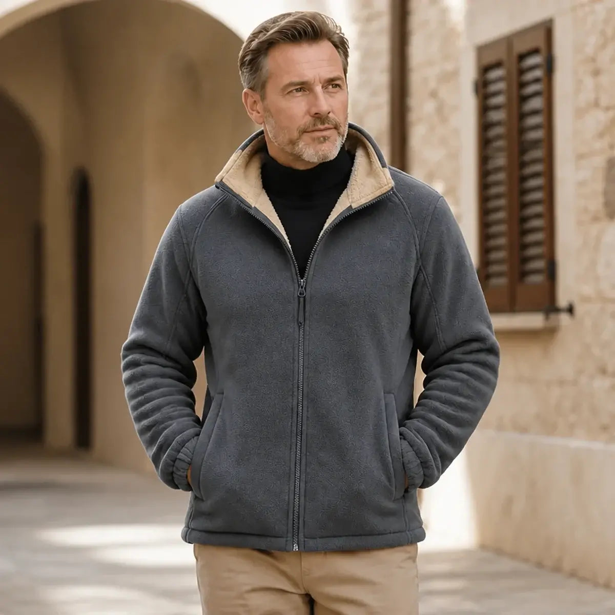 🔥【M-8XL】Geacă de iarnă din fleece pentru bărbați (mărimi mari) – Îmbrăcăminte exterioară elegantă și călduroasă