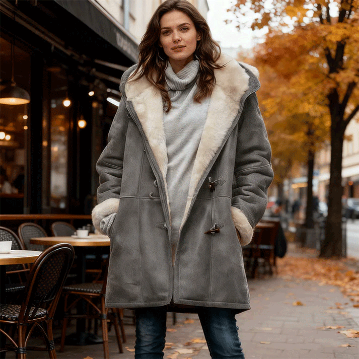 🥼🐏💖【Zimska novost 43% popusta】Modna in topla ženska semiš jakna 2025 z volneno podlogo, velikosti S–5XL, primerna za zimo in vsakodnevno nošenje