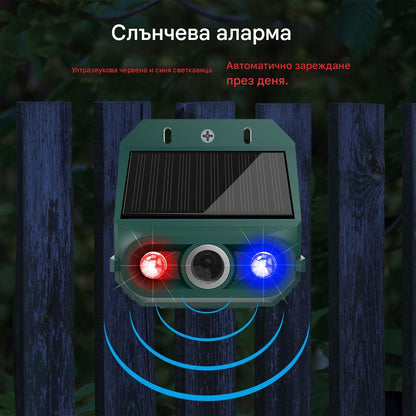 【Купете едно, вземете едно безплатно】🔥Слънчев ултразвуков репелент за птици за външна употреба, с мигащи инфрачервени светлини, червени и сини светодиоди