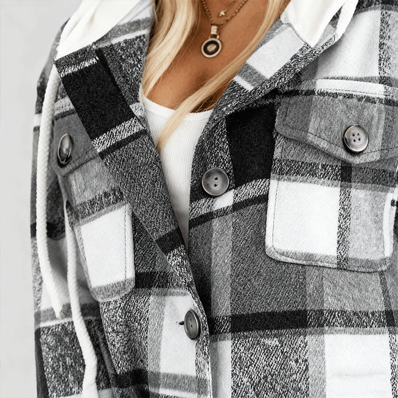 🐏【Połowa ceny na koniec miesiąca】Damska kurtka z kapturem, z polarisem, w większych rozmiarach dostępna