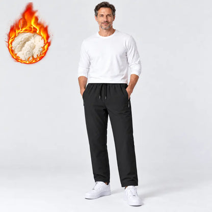 🔥【L-8XL】Pantaloni sport pentru bărbați, cu trei straturi și protecție împotriva vântului, prevăzuți cu căptușeală din lână de miel și protecții pentru genunchi cu model tip fagure, care rețin căldura