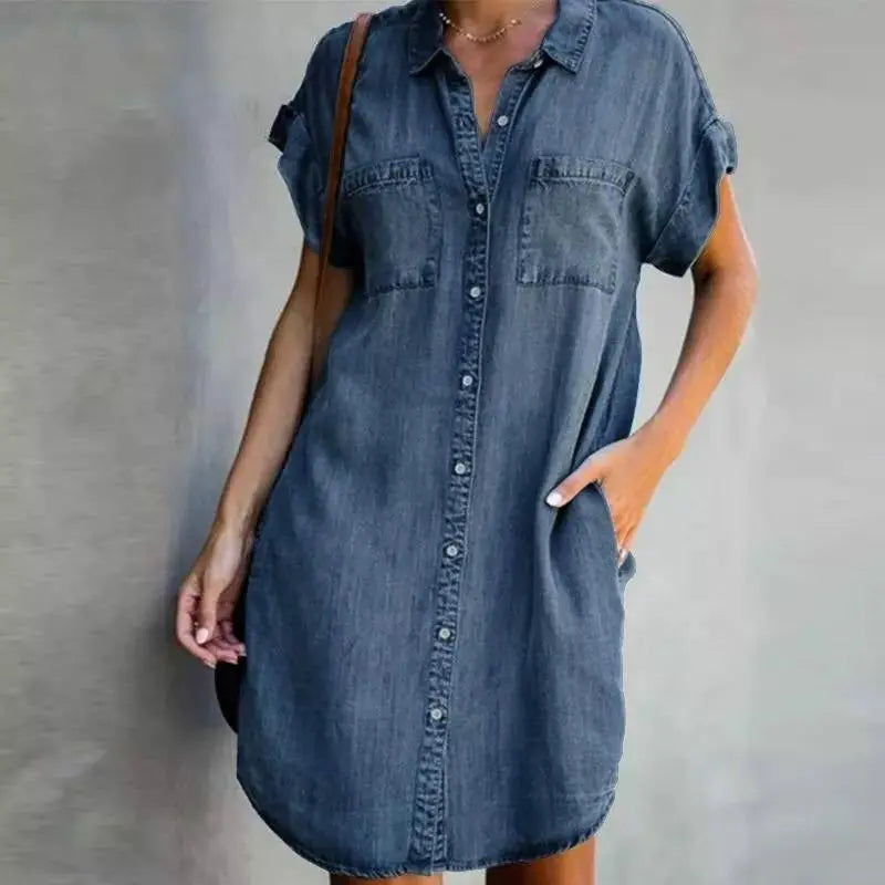 ✨【40-120kg】Rochie de damă din denim lejer, cu croială A