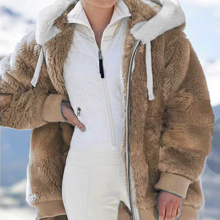 ☃️ Reducere limitată de 39% ❄️【S-5XL】Jachetă de damă 2026 din pluș gros, cu dungi contrastante
