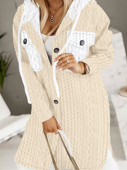 🐏【Połowa ceny na koniec miesiąca】Damska kurtka z kapturem, z polarisem, w większych rozmiarach dostępna