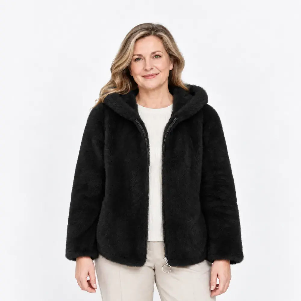 🔥【M-7XL】Jachetă de iarnă din fleece pentru femei – groasă, reversibilă, cu glugă, izolată termic, cu fermoar.