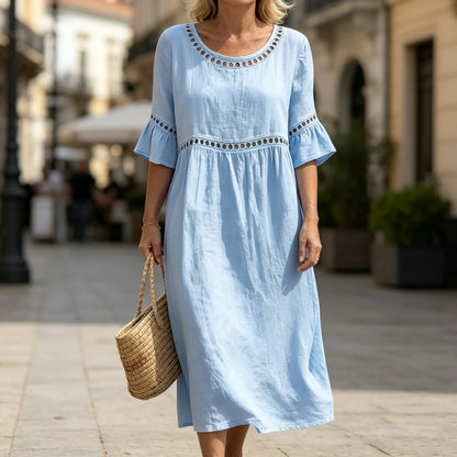 ✨🎉【S-3XL】Rochie nouă de vară pentru femei, confecționată din bumbac și in, respirabilă și moale, confortabilă de purtat