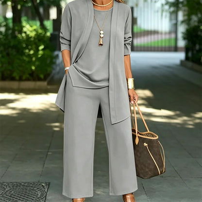 🎁【S-7XL】Set de vară din 3 piese: cardigan lejer, top lejer și pantaloni eleganți anti-șifonare, mărimi