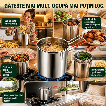 🔥 ULTIMA ZI! -50% | Friteuză multifuncțională din inox 304 | Gătit simplu, rapid și fără bătăi de cap 🍳