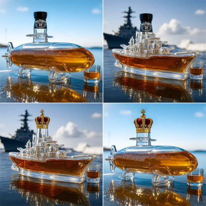🚢 Set de sticle de whisky cu design amuzant | Sticlă de whisky în formă de submarin | Cadouri originale și decor elegant pentru bar