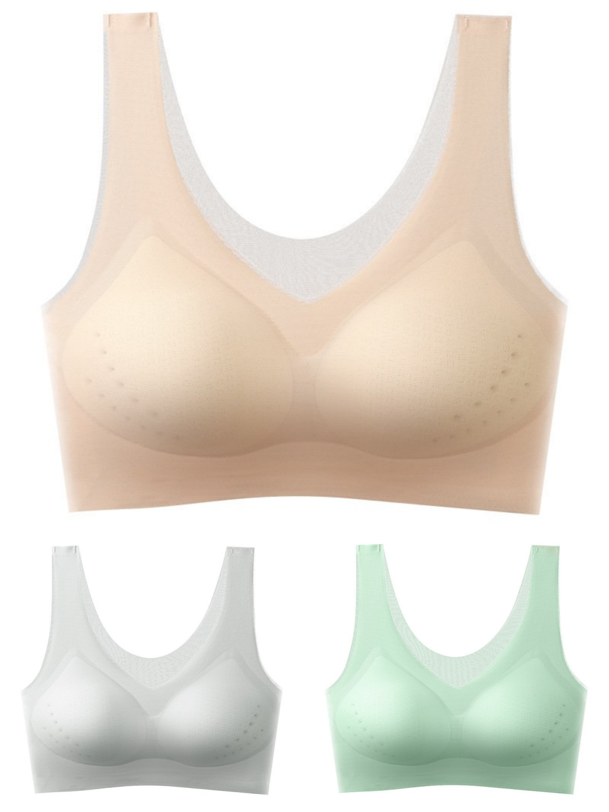 🏆【Kup 3, vezmi 3】【40-120 kg】2025, bezešvá podprsenka z ledového hedvábí s liftingovým efektem 
