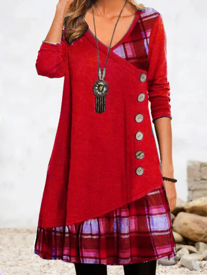 👗【Reducere de 49%🔥】Rochie casual de damă cu mânecă lungă și detalii contrastante