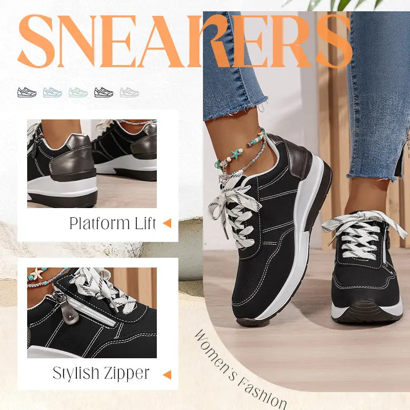 【36-43】Ultima zi a reducerii de 50% – Adidași ortopedici moderni și confortabili pentru femei, prevăzuți cu fermoar lateral și talpă groasă.