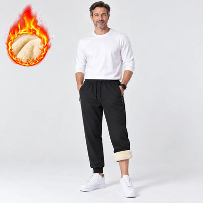 🔥【L-8XL】Pantaloni sport pentru bărbați, cu trei straturi și protecție împotriva vântului, prevăzuți cu căptușeală din lână de miel și protecții pentru genunchi cu model tip fagure, care rețin căldura