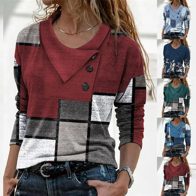 🍂【S-5XL】2026 Top modern cu mânecă lungă și imprimeu