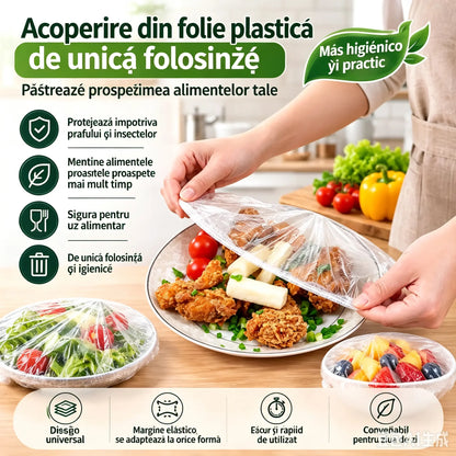 【1 pachet cu 300 de foi】🛡️ Folie alimentară cu acțiune antibacteriană – Protejează alimentele, ideală pentru bucătărie și frigider 🧴