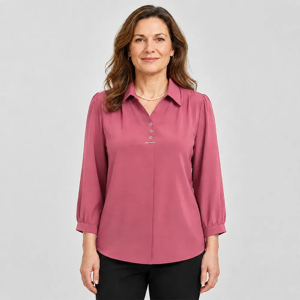 ✨👚Bluză Elegantă Stil Polo cu Guler Clasic – Croială Relaxată Mărimi Mari (XL-6XL), Material Fin, Respirabil și Versatilă pentru Toamnă-Primăvară