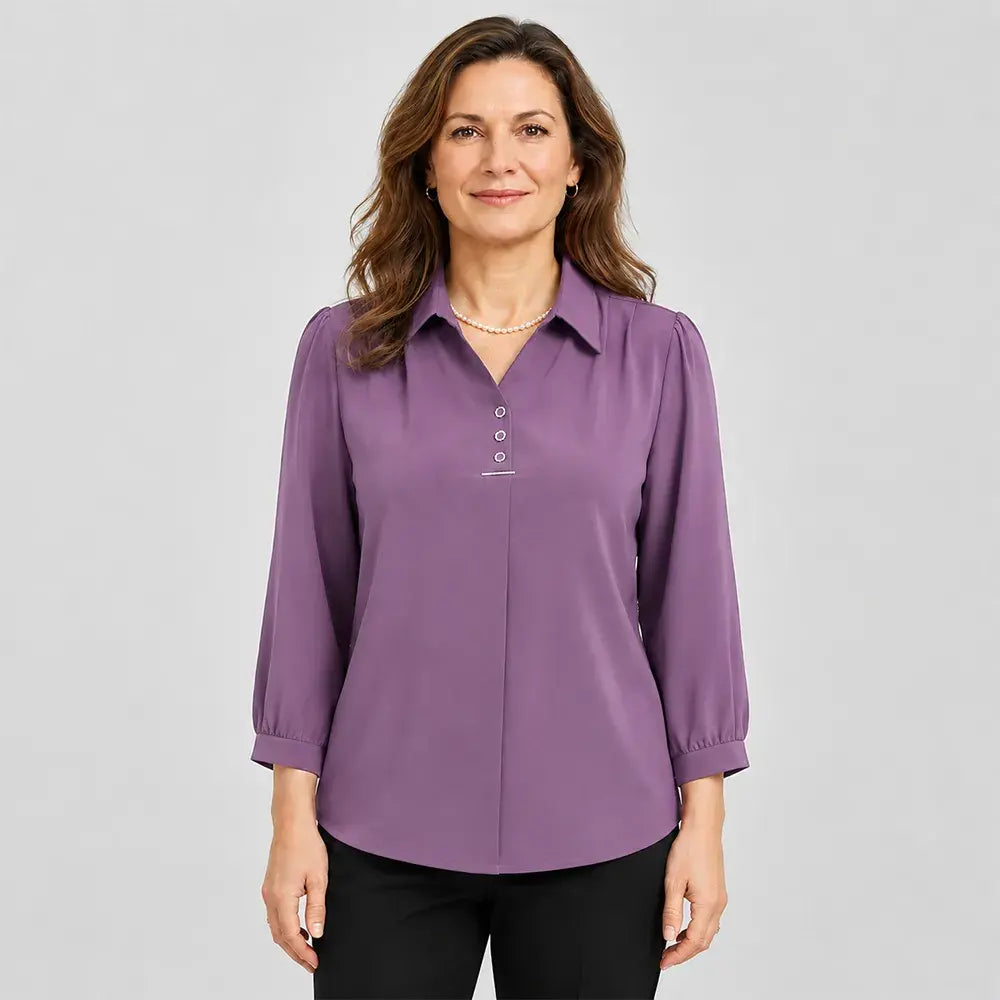 ✨👚Bluză Elegantă Stil Polo cu Guler Clasic – Croială Relaxată Mărimi Mari (XL-6XL), Material Fin, Respirabil și Versatilă pentru Toamnă-Primăvară