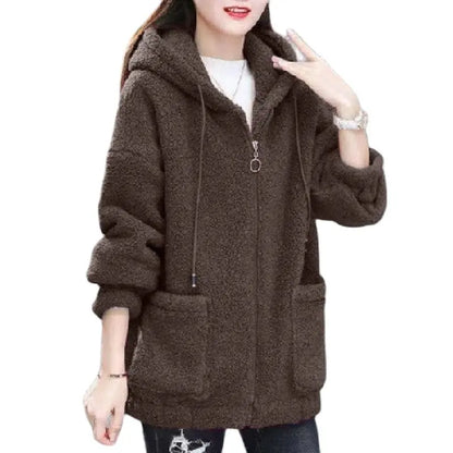 🔥✨【M-4XL】Palton de damă din lână și fleece, cu glugă – modă nouă pentru iarna 2026