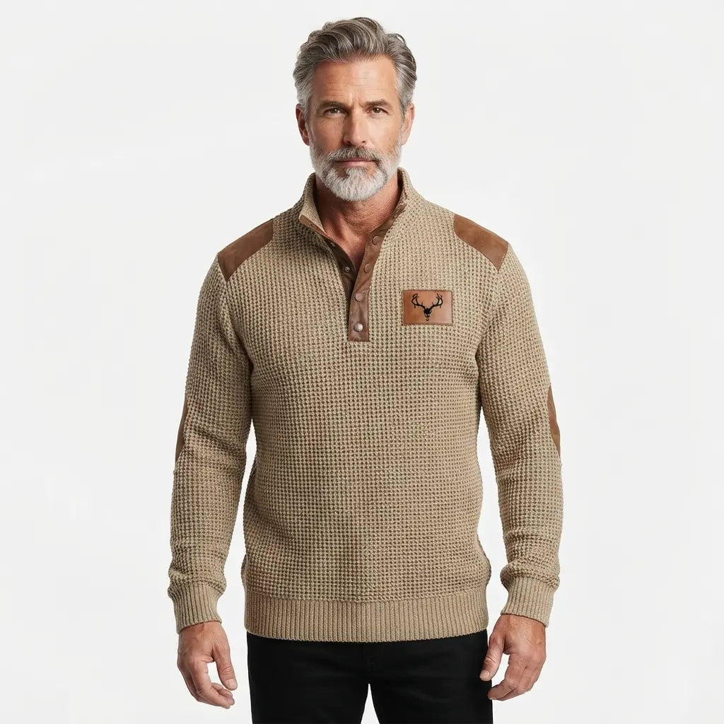 🔥【S-5XL】Top casual pentru bărbați, din reiat, cu mâneci lungi, imprimeu 3D și guler ridicat; moale, confortabil, călduros și rezistent la vânt.