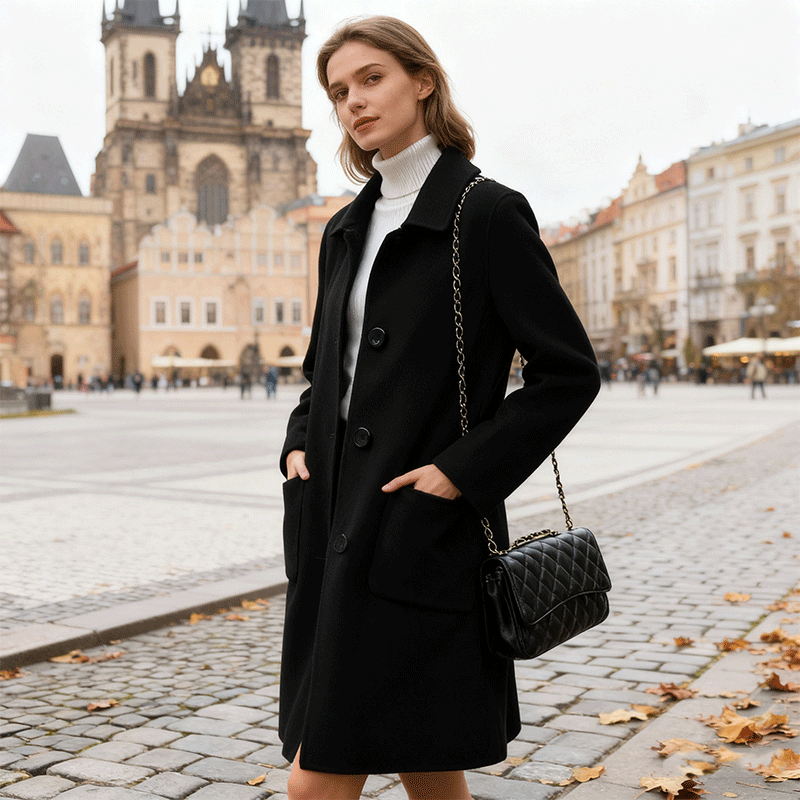 📢50% rabat 🔥Nowy model 2025 roku damski wyjątkowy kaput z czystej wełny