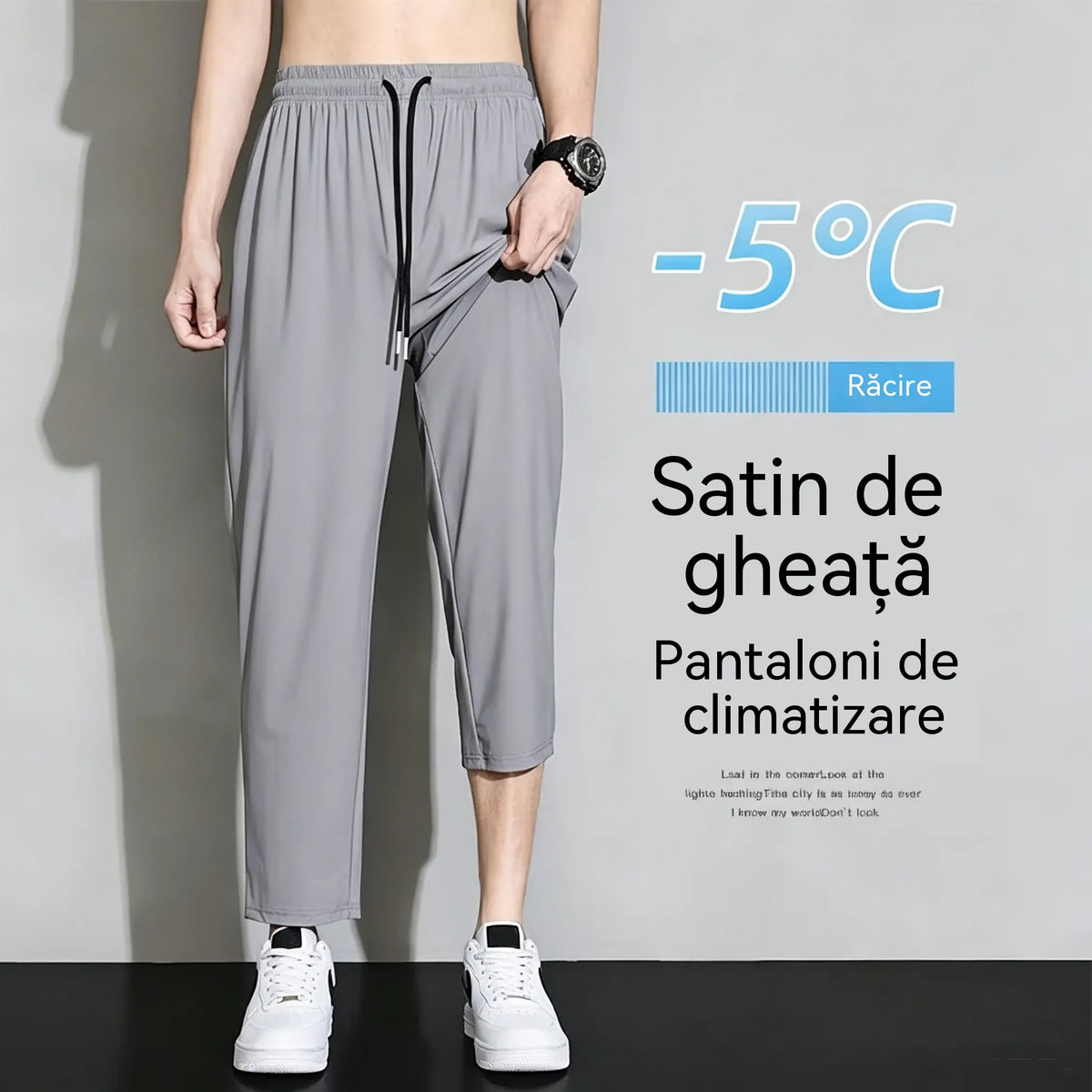 👖【50-120 kg】Pantaloni sport casual de vară pentru bărbați, din mătase glacială, drepți, lejer și largi