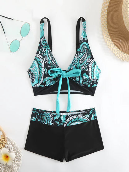 🏊‍👙【Ofertă de vară cu timp limitat】🌴 Costum de baie elegant, mărime mare, cu imprimeu