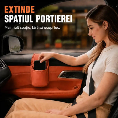 🚗 Spațiu suplimentar și ordine în mașină! Suport din piele pentru ușă auto / pahar și telefon (Montare ușoară la geam / Ofertă 1+1 GRATUIT - primești 2 bucăți)! ✨
