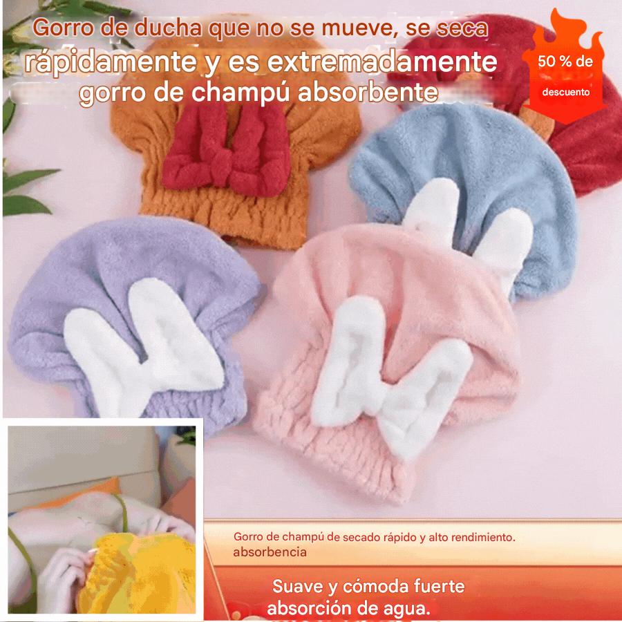 🔥50%OFF🔥🎀🛀Gorro de ducha a prueba de golpes, de secado rápido y con champú súper absorbente😍