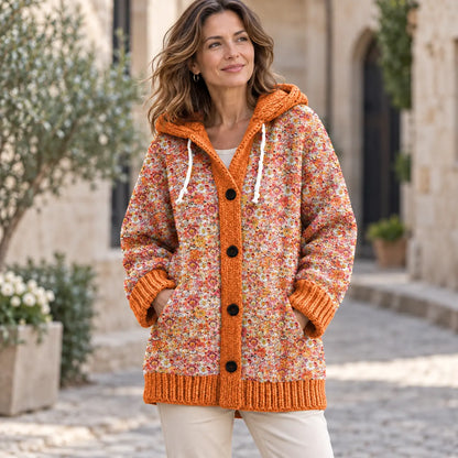 🤗✨ Ultima zi – reducere de 50%【S–7XL】✨ Geacă de iarnă elegantă pentru femei, cu vatelină, glugă și imprimeu
