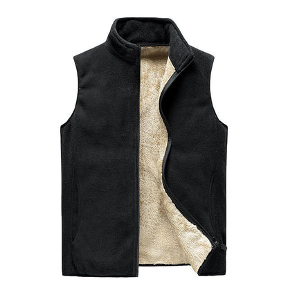 😍【M-SXL】Vestă de iarnă din cașmir pentru bărbați, cu căptușeală din fleece – călduroasă și confortabilă