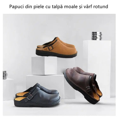 👞【38-48】Papuci din piele naturală, talpă moale, foarte confortabili de purtat✅Ramburs la livrare